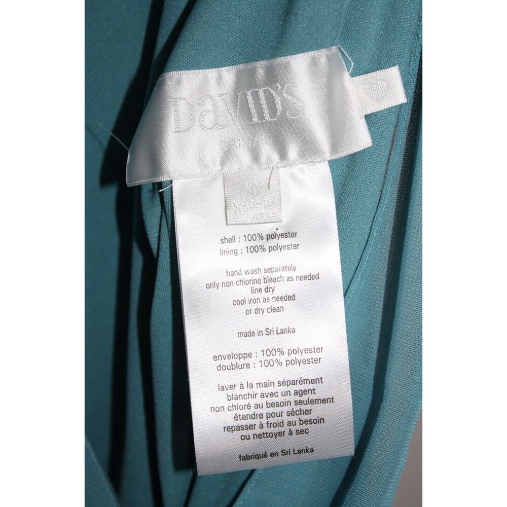 David's Bridal Teal Blue Maxi Spaghetti Strap High Neck Gown Chiffon Dress 10 - Picture 3 of 5